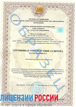 Образец сертификата соответствия аудитора №ST.RU.EXP.00006174-3 Буйнакск Сертификат ISO 22000
